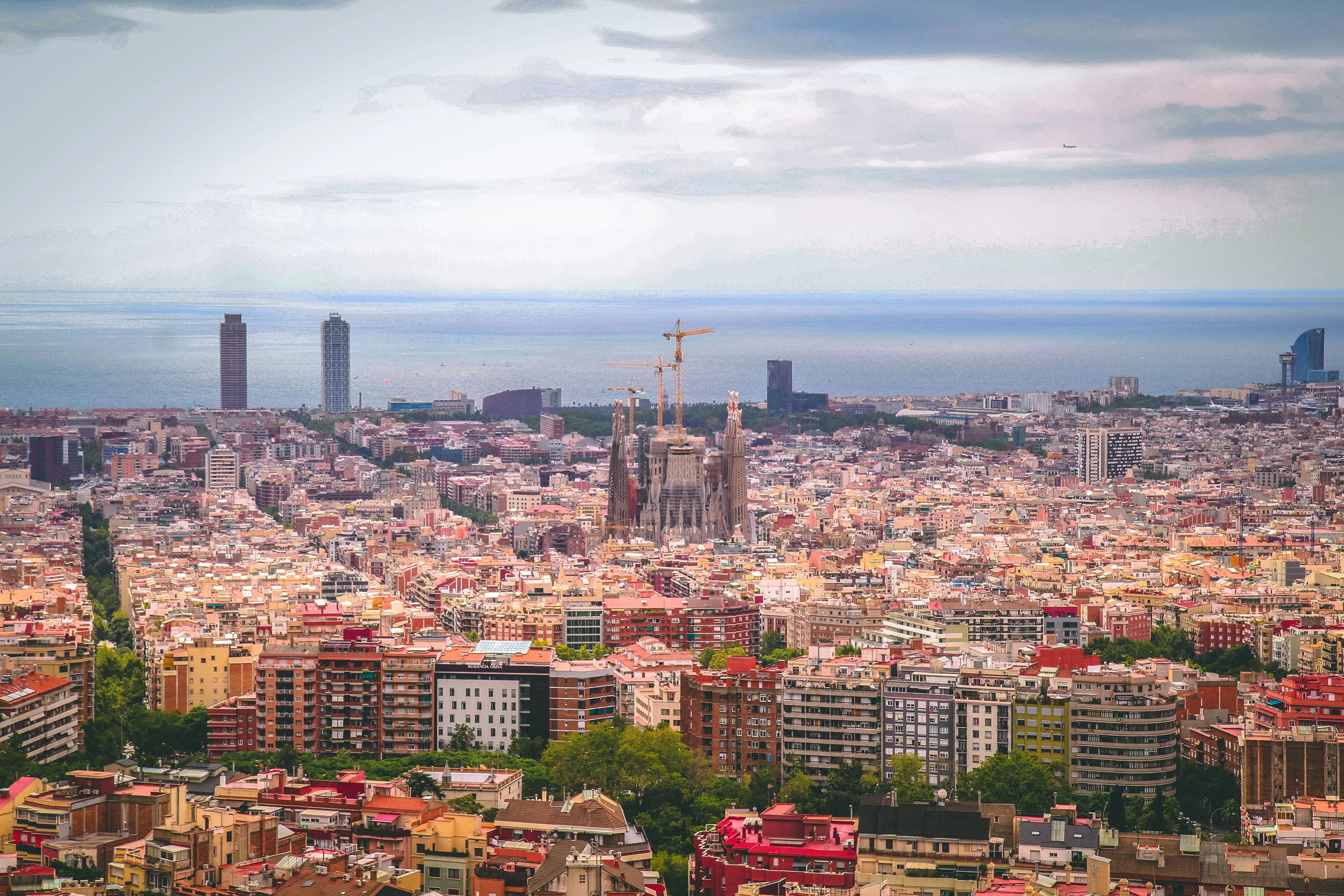 A sunlit city seen from above